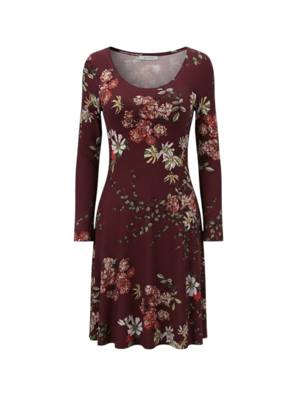 Himone Burgundy Women's Floral Long Sleeve Dress L